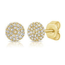 Load image into Gallery viewer, 14k Gold &amp; Diamond Circle Disc Stud Earrings