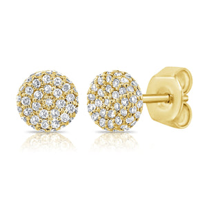 14k Gold & Diamond Circle Disc Stud Earrings