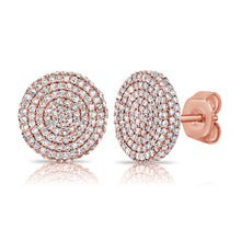 Load image into Gallery viewer, 14k Gold &amp; Diamond Large Disc Stud Earrings