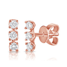 Load image into Gallery viewer, 14k Gold &amp; Diamond Bar Stud Earrings
