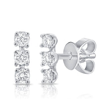 Load image into Gallery viewer, 14k Gold &amp; Diamond Bar Stud Earrings
