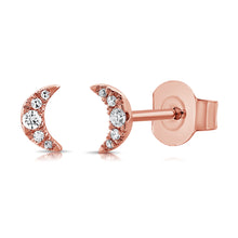 Load image into Gallery viewer, 14k Gold &amp; Diamond Moon Stud Earrings