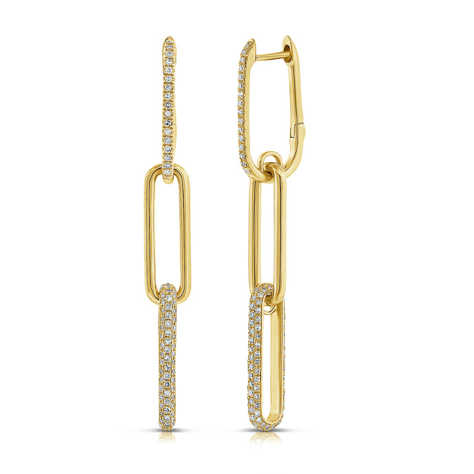 14k Gold & Diamond Paperclip Link Earrings