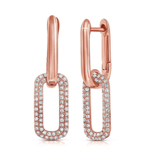 14k Gold & Diamond Paperclip Link Earrings