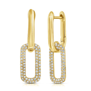 14k Gold & Diamond Paperclip Link Earrings