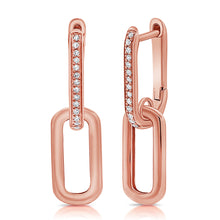 Load image into Gallery viewer, 14k Gold &amp; Diamond Paperclip Link Dangle Earrings
