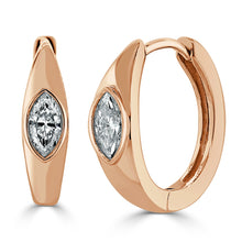 Load image into Gallery viewer, 14k Gold &amp; Marquise Diamond Huggie Earrings