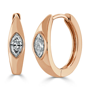 14k Gold & Marquise Diamond Huggie Earrings