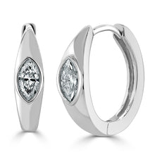 Load image into Gallery viewer, 14k Gold &amp; Marquise Diamond Huggie Earrings