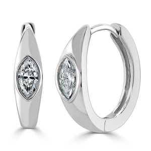 14k Gold & Marquise Diamond Huggie Earrings