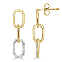 Load image into Gallery viewer, 14k Gold &amp; Diamond Dangle Paperclip Earrings