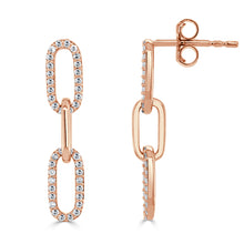 Load image into Gallery viewer, 14k Gold &amp; Diamond Paperclip Link Dangle Earrings