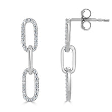 Load image into Gallery viewer, 14k Gold &amp; Diamond Paperclip Link Dangle Earrings