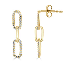 Load image into Gallery viewer, 14k Gold &amp; Diamond Paperclip Link Dangle Earrings
