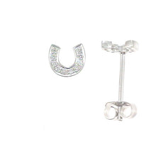 Load image into Gallery viewer, 14k Gold &amp; Diamond Horseshoe Stud Earrings