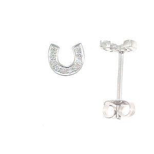 14k Gold & Diamond Horseshoe Stud Earrings