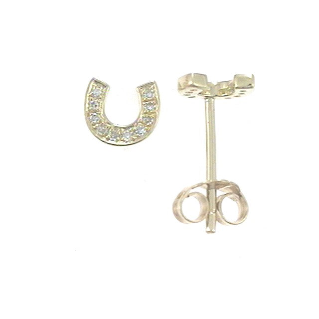 14k Gold & Diamond Horseshoe Stud Earrings