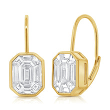 Load image into Gallery viewer, 14k Gold &amp; Emerald-Cut Diamond Lever-Back Drop Earrings