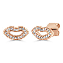 Load image into Gallery viewer, 14k Gold &amp; Diamond Open Lips Stud Earrings
