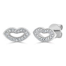 Load image into Gallery viewer, 14k Gold &amp; Diamond Open Lips Stud Earrings