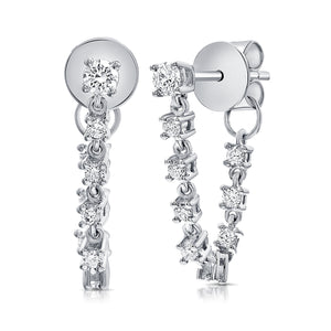 14K Gold & Diamond Chain Dangle Earring