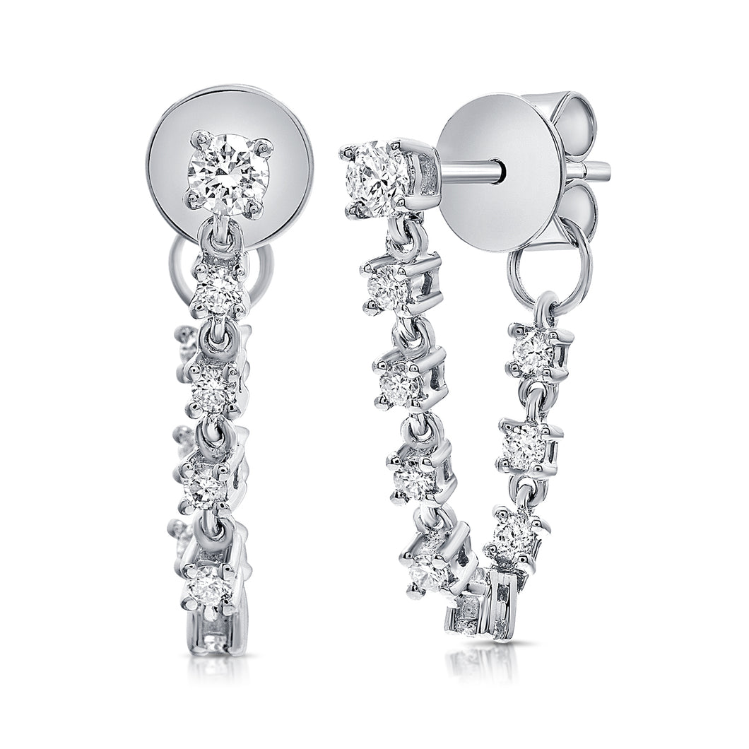 14K Gold & Diamond Chain Dangle Earring