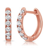 14K Gold & Diamond Huggie Hoop Earrings- 0.48 ct.