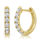 14K Gold & Diamond Huggie Hoop Earrings- 0.48 ct.