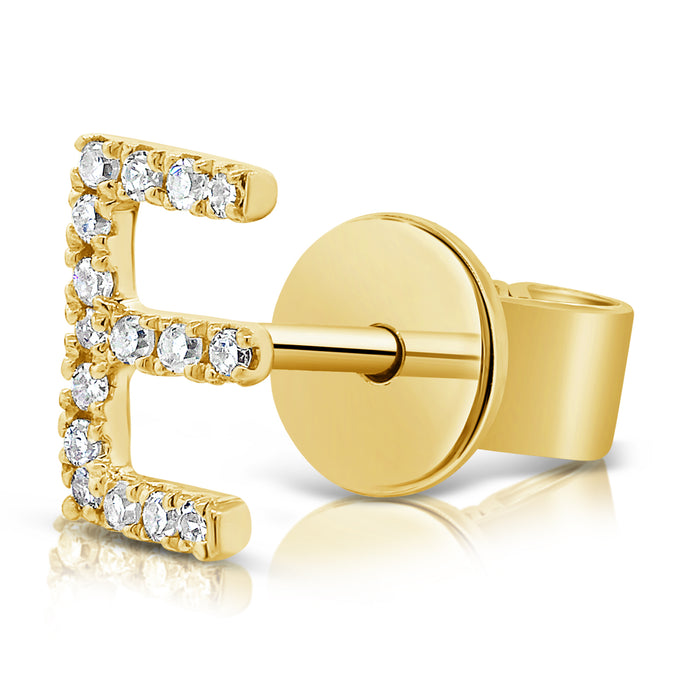 14k Gold & Diamond Initial Stud Earring