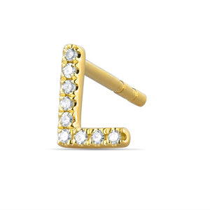 14k Gold & Diamond Initial Stud Earring