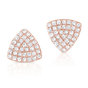 14k Gold & Diamond Triangle Stud Earrings