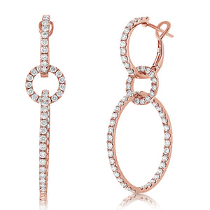 14K Gold & Diamond Dangle Link Earrings