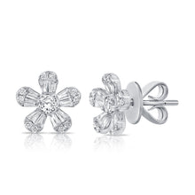 Load image into Gallery viewer, 14k Gold &amp; Diamond Baguette Stud Earrings
