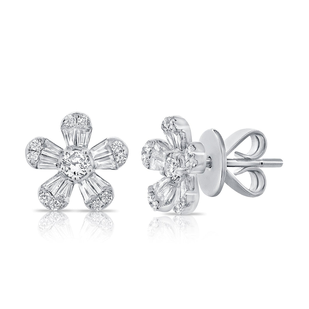 14k Gold & Diamond Baguette Stud Earrings