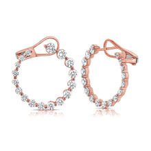 Load image into Gallery viewer, 14k Gold &amp; Diamond Circular Front-Facing Hoop Earrings