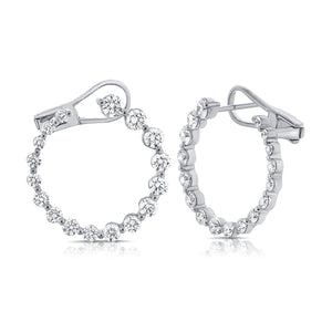 14k Gold & Diamond Circular Front-Facing Hoop Earrings
