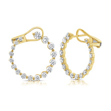 Load image into Gallery viewer, 14k Gold &amp; Diamond Circular Front-Facing Hoop Earrings