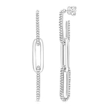 Load image into Gallery viewer, 14k Gold &amp; Diamond Paperclip Link Drop Earrings