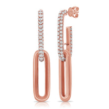 Load image into Gallery viewer, 14k Gold &amp; Diamond Link Paperclip Link Earrings