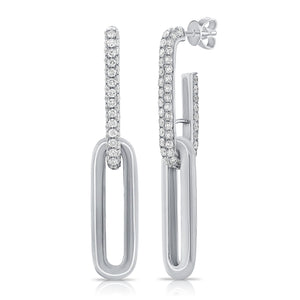 14k Gold & Diamond Link Paperclip Link Earrings