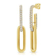 Load image into Gallery viewer, 14k Gold &amp; Diamond Link Paperclip Link Earrings