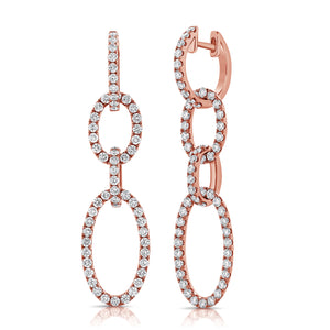 14k Gold & Diamond Oval Link Drop Earrings