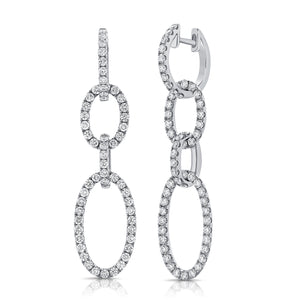 14k Gold & Diamond Oval Link Drop Earrings