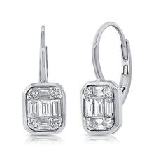Load image into Gallery viewer, 14k Gold &amp; Baguette Diamond Leverback Earrings