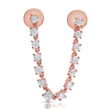 Load image into Gallery viewer, 14K Gold &amp; Diamond Stud Chain Double-Hole Earring