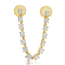 Load image into Gallery viewer, 14K Gold &amp; Diamond Stud Chain Double-Hole Earring