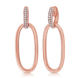 14K Gold & Diamond Link Oval Earrings- 0.88 ct.