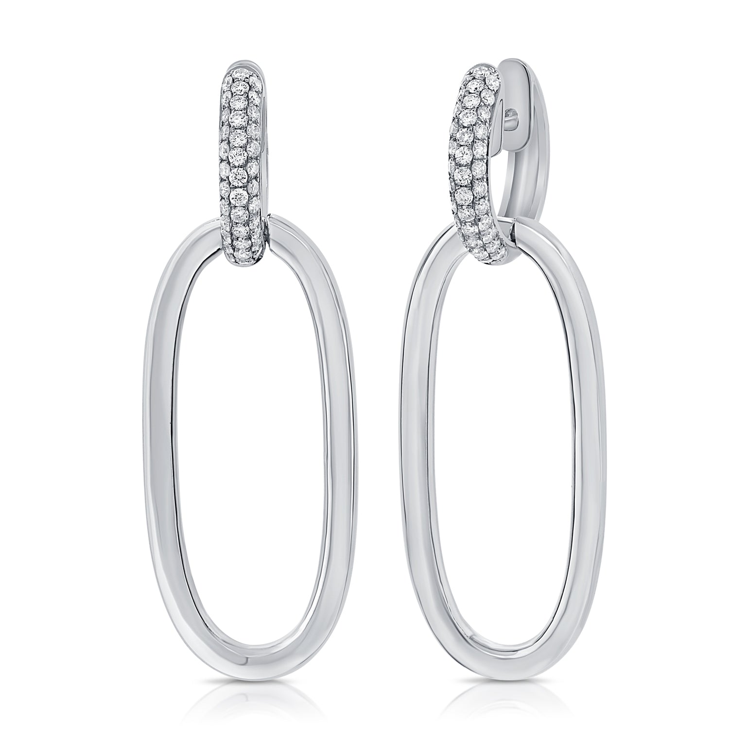14K Gold & Diamond Link Oval Earrings- 0.88 ct.