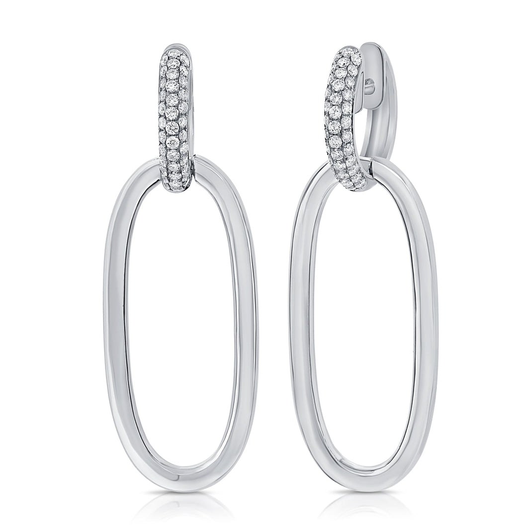 14K Gold & Diamond Link Oval Earrings