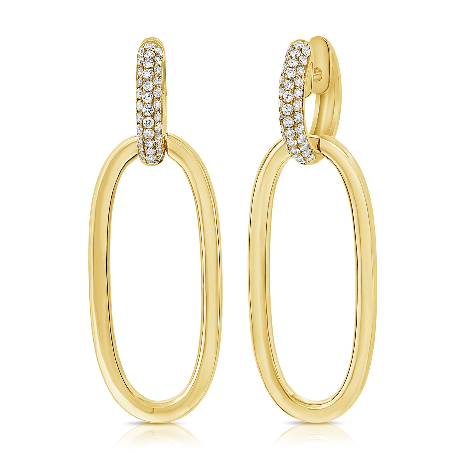 14K Gold & Diamond Link Oval Earrings- 0.88 ct.